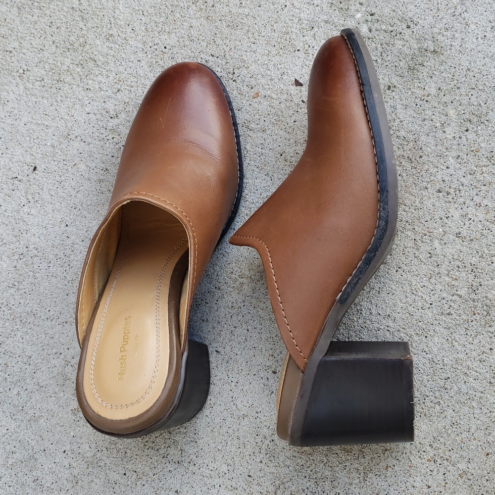 Hush Puppies Brown Leather Mules
